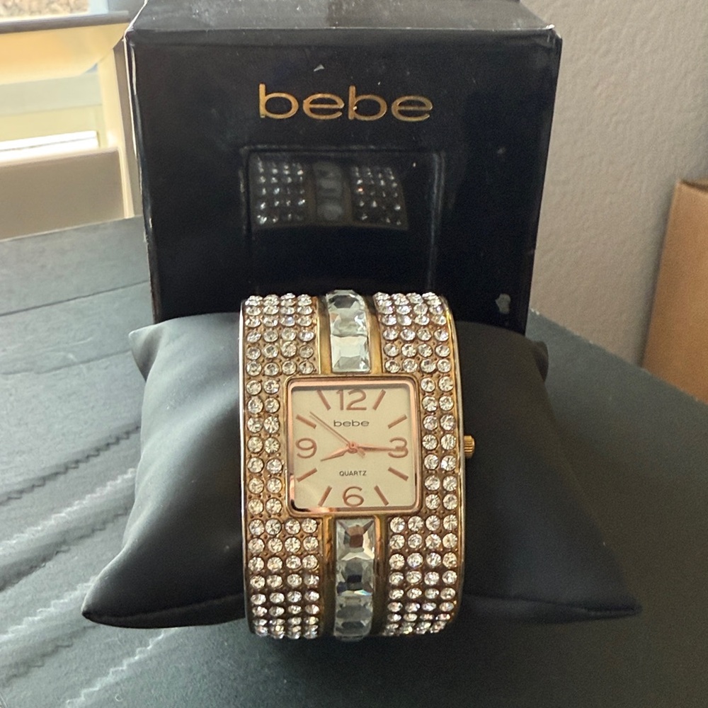 Bebe Crystal-Embellished Gold and Silver Watch